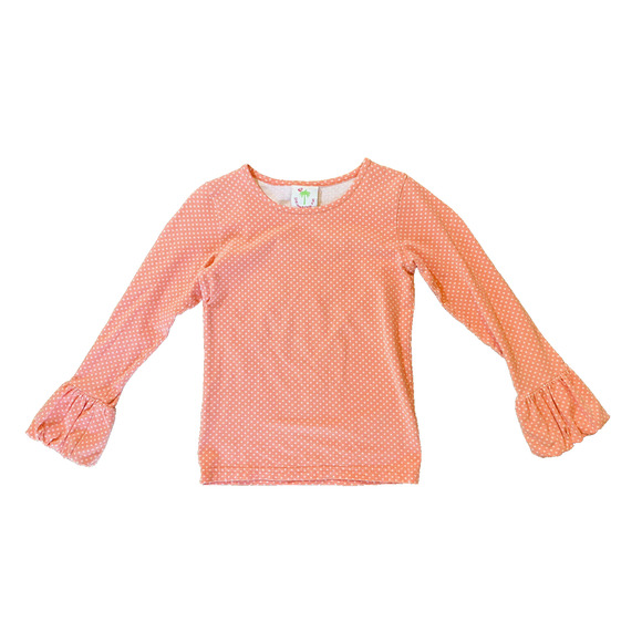 Shrimp and Grits Kids Pink Polka Dot Girls Long Sleeve Shirt L (7-8) - Picture 2 of 12